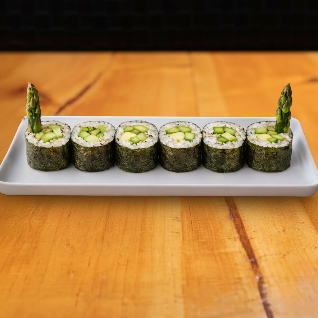 Asparagus, Avocado and Cucumber Roll.